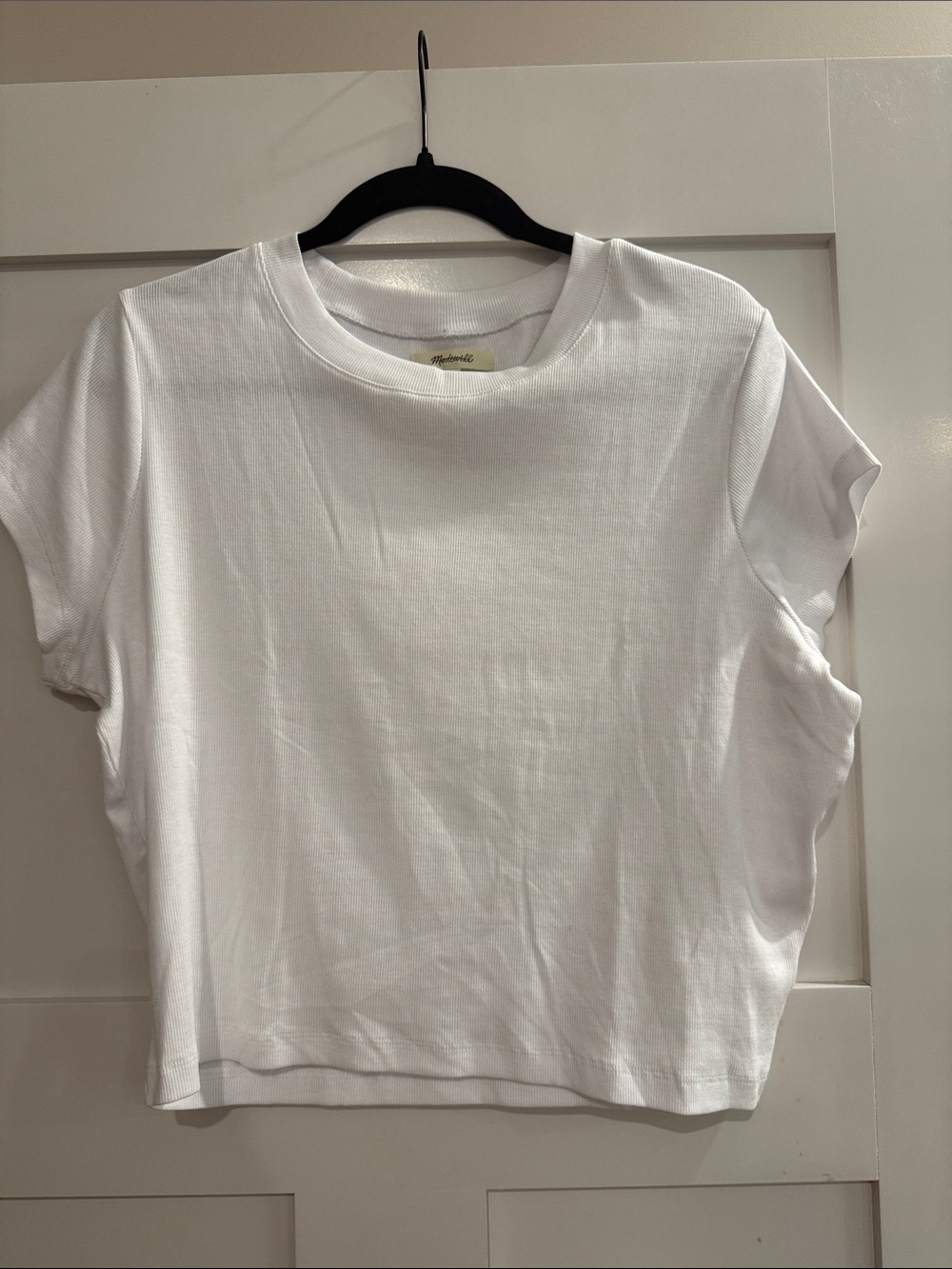 Madewell Crisp White Relaxed Crewneck Cropped Tee - Women’s size XXL